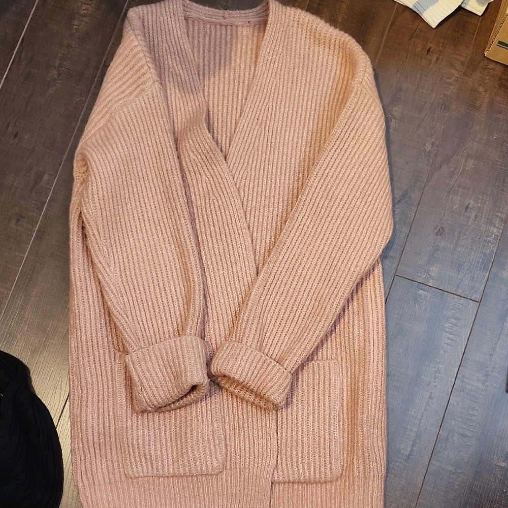 Cozy Pink Open-Front Cardigan - Picture 3 of 3